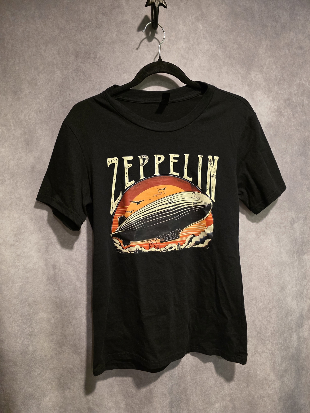Graphic Black Short Sleeve Tee with Orange Print